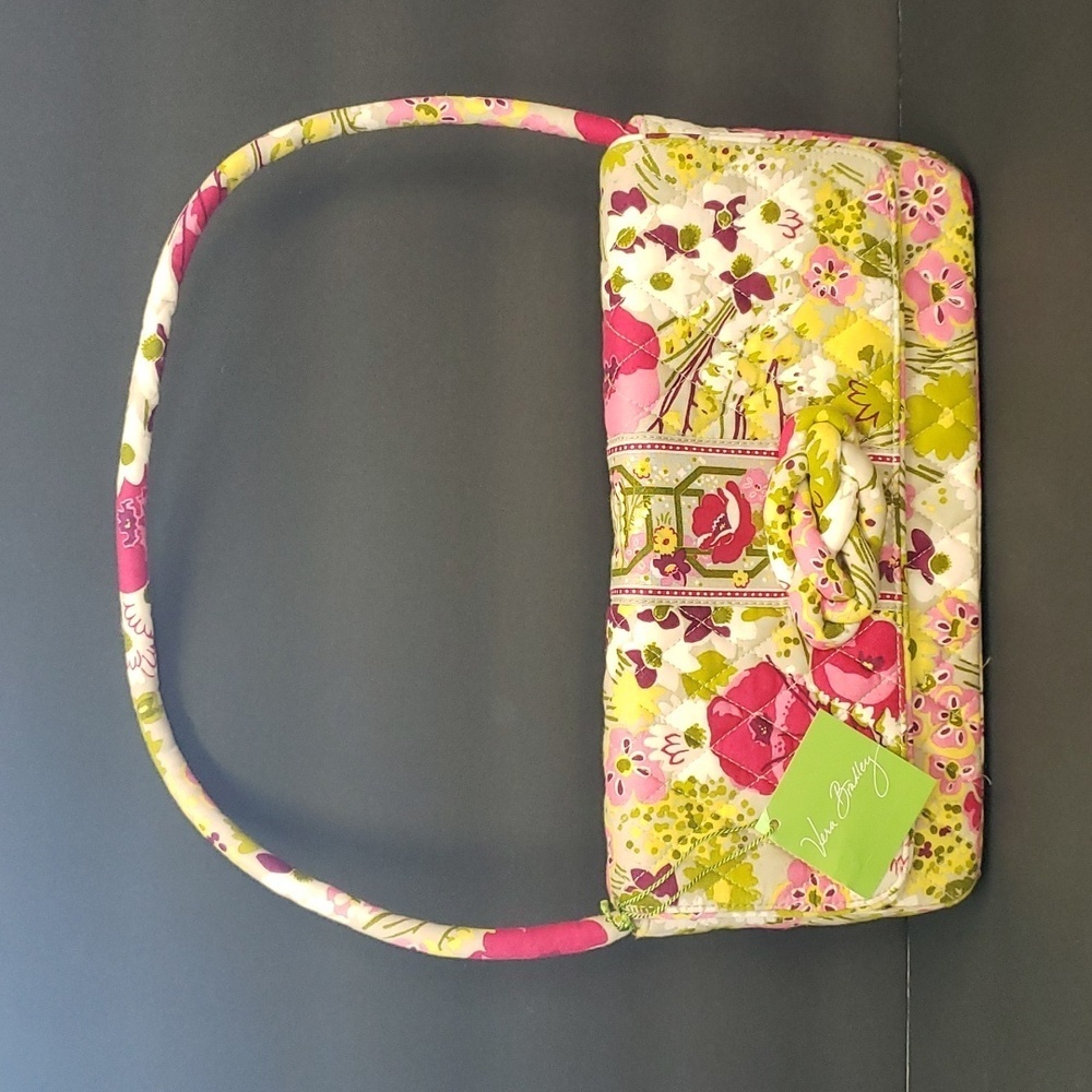 Vera Bradley Rectangle Clutch with Strap in Green, Yellow & Pink Floral Design